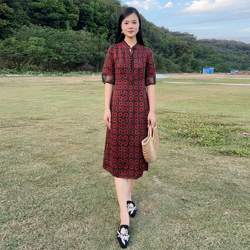 浒城古娘中式国风桑蚕丝夏休闲百搭时尚气质优雅连衣裙WB2514010