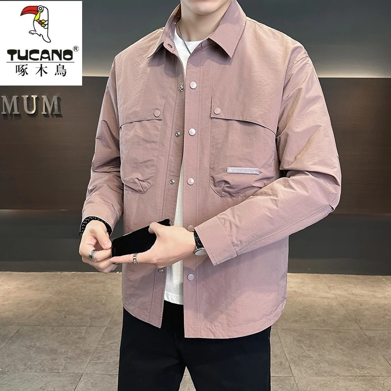 TUCANO/啄木鳥秋季翻领简约风男士斜纹时尚衬衫男潮流欧美风外套