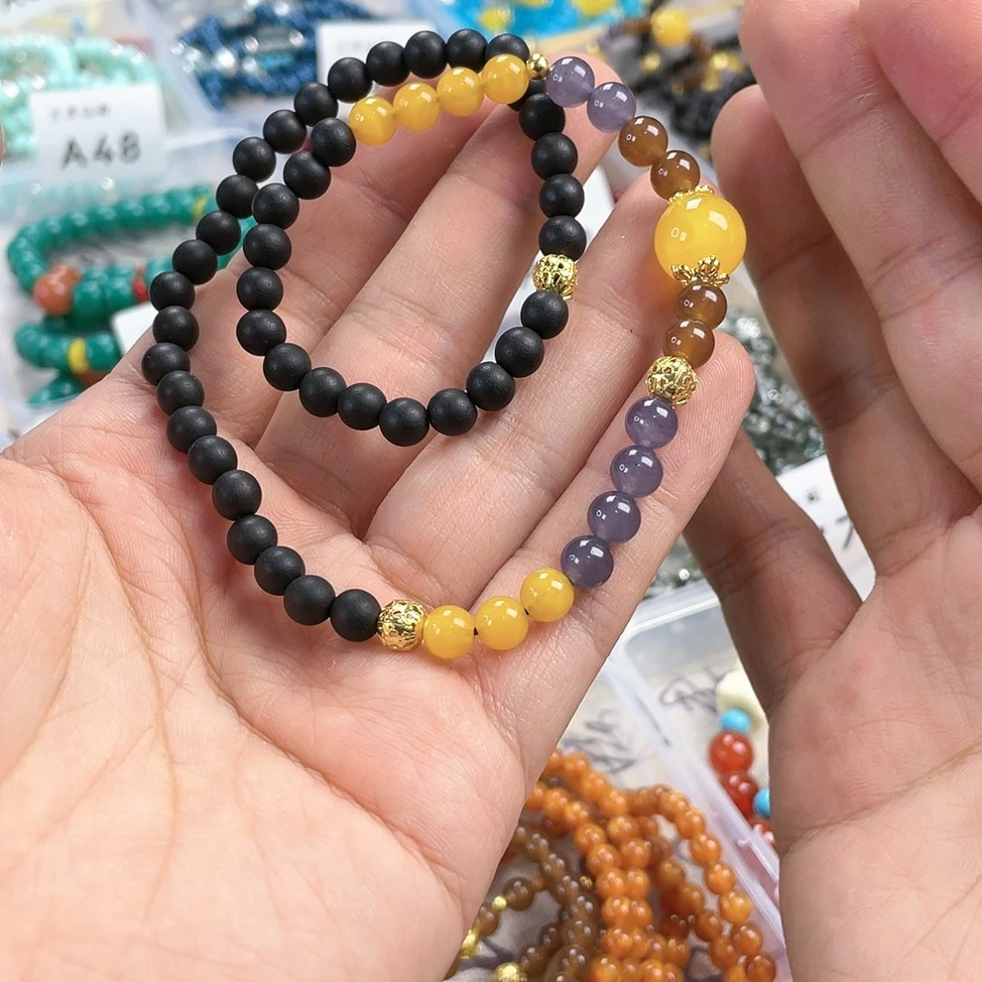 檀香木手串银S925镀金镶嵌