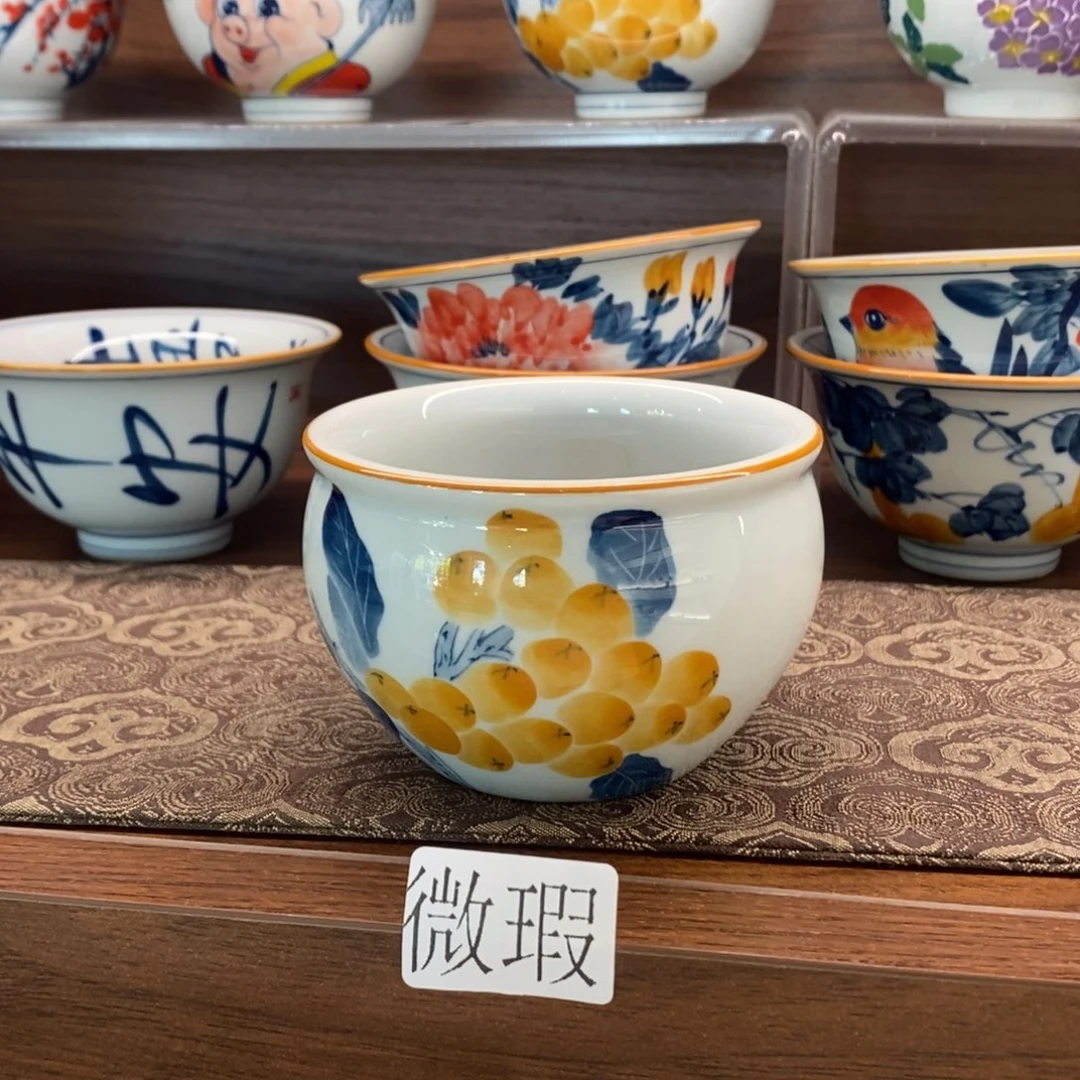 釉下手绘茶具微瑕