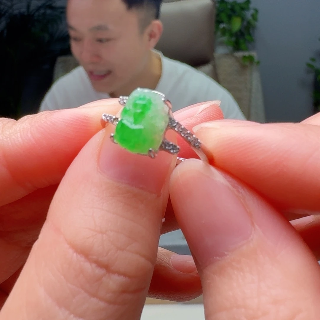 银S925镶嵌戒指翡翠天然