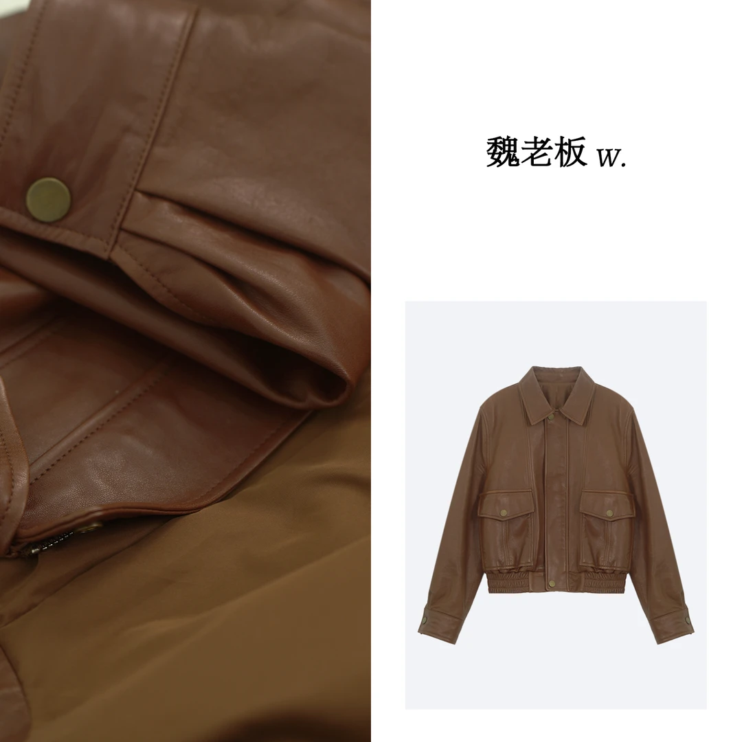 W.Diva【中环】新西兰进口头层绵羊皮夏季皮衣夹克外套女51C011639