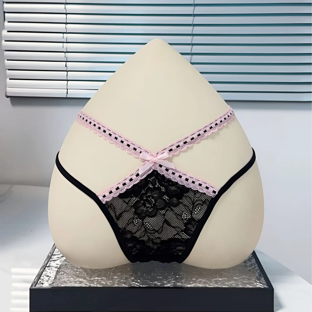 女士早秋蕾丝三角内裤 纯色镂空设计 透气舒适 + 弹性调节轻奢款