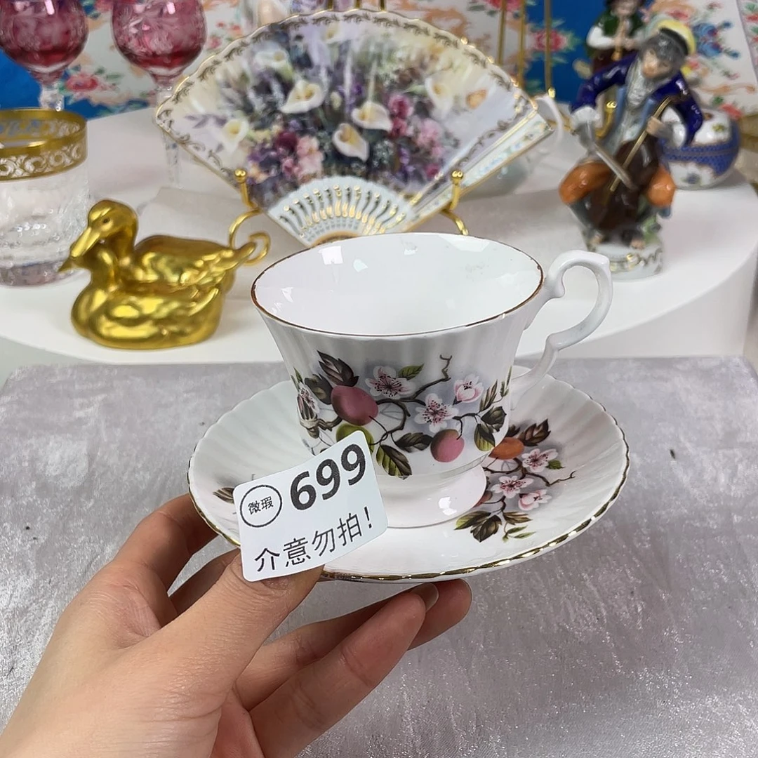 瓷片欧瓷咖啡杯水晶杯摆件