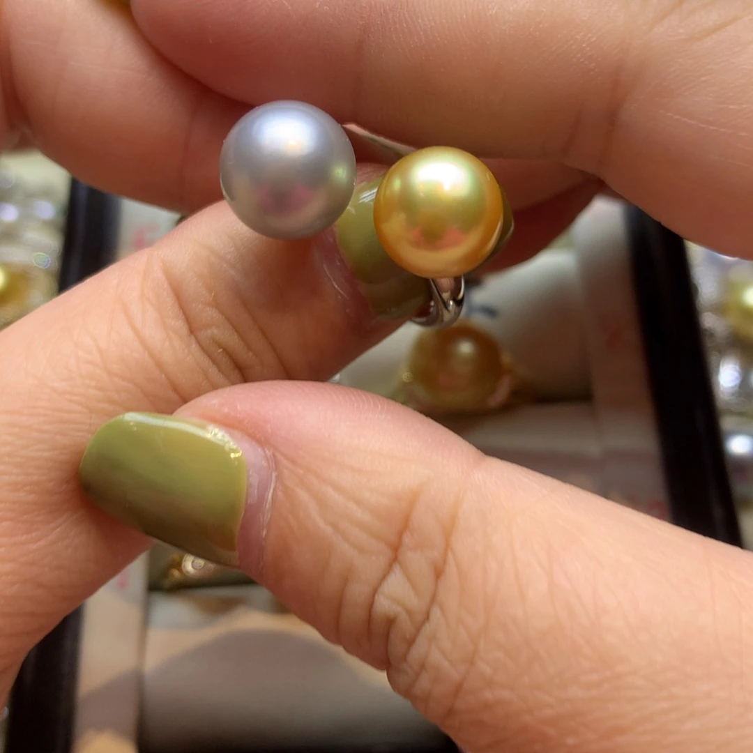 银S925镶嵌戒指海水珍珠