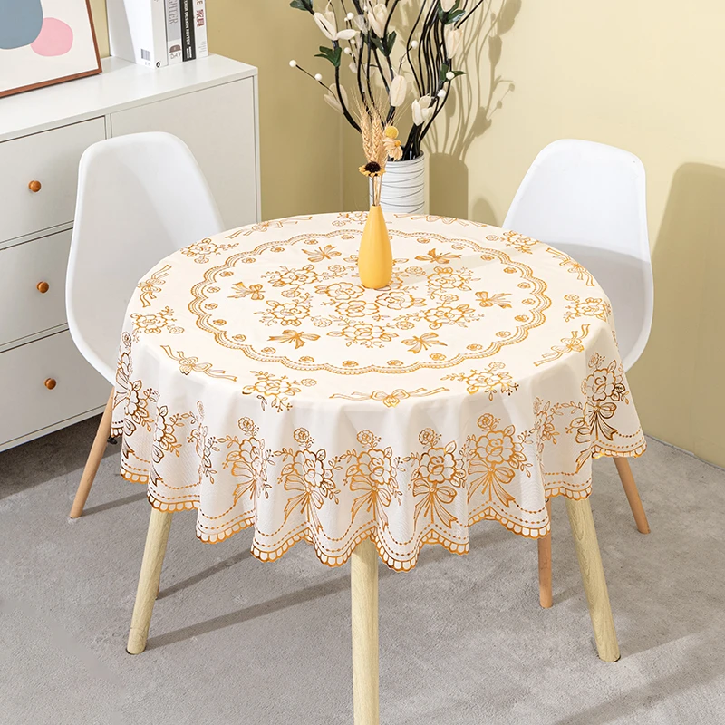 家用圆桌布防水防油免洗伸缩圆桌台布西餐桌布防尘盖布大圆桌面布