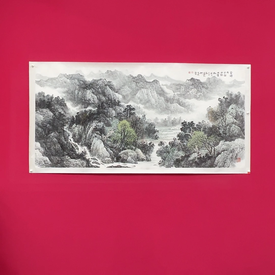 国画吕元忠 出版物原作 180x85cm山水