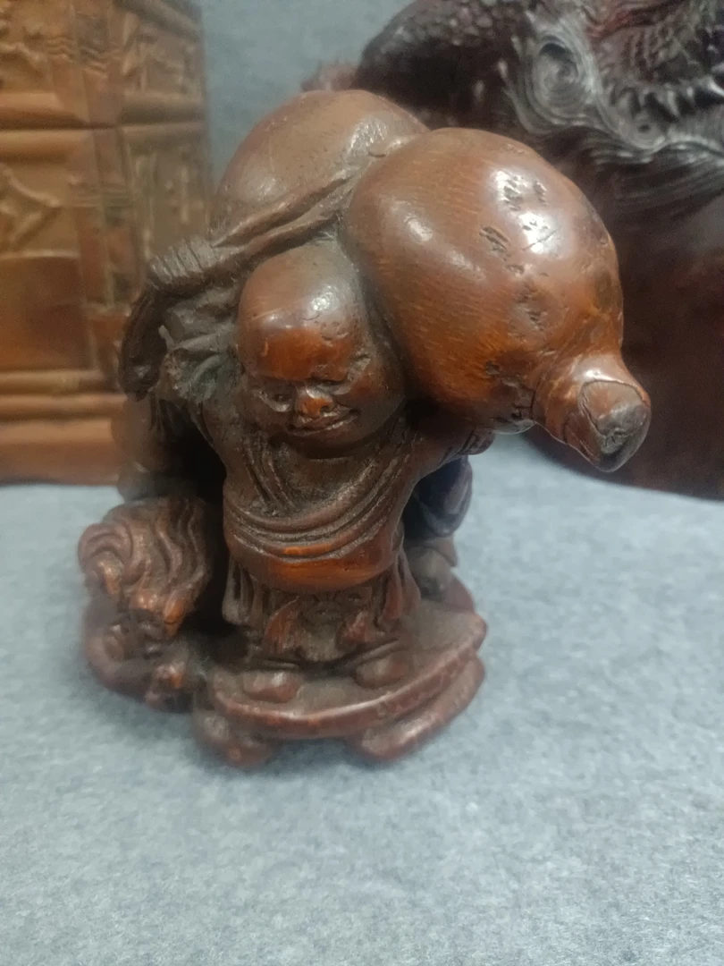 老竹根雕刻人物摆件