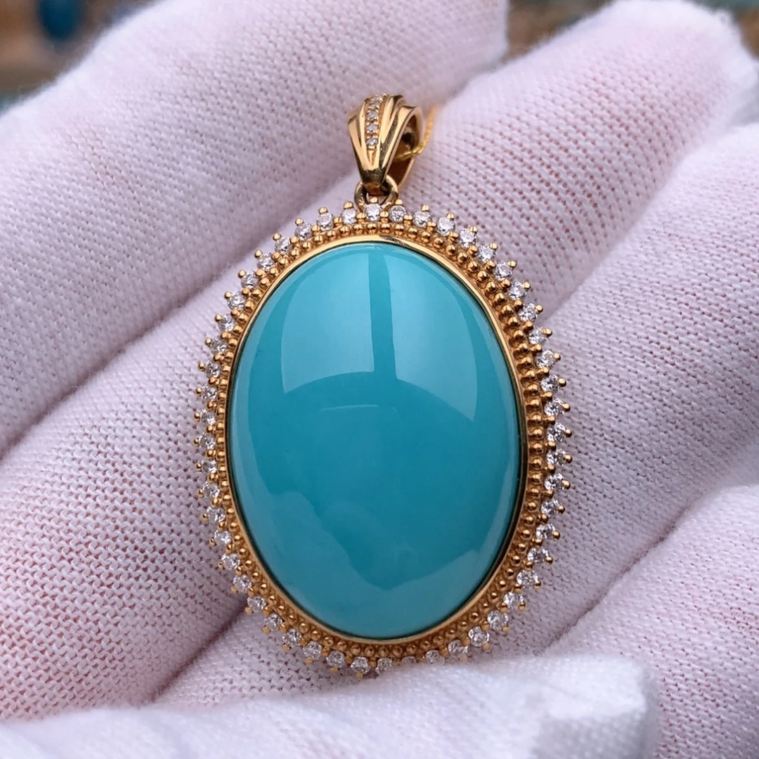 绿松石18K金镶嵌珠宝奇石