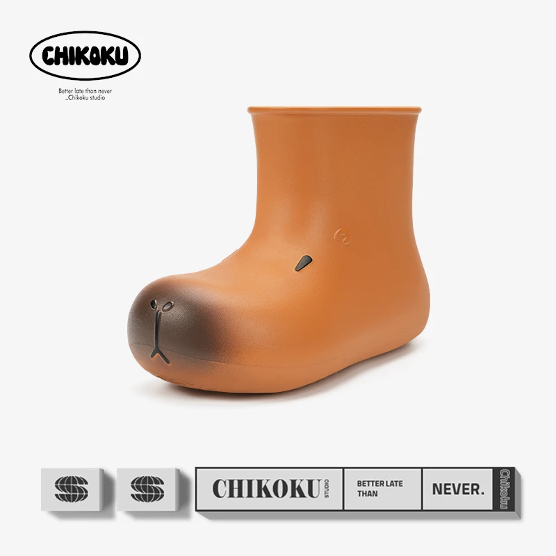 chikoku卡皮巴拉可爱短靴女2025年新款厚底夏季外穿增高雨鞋靴子