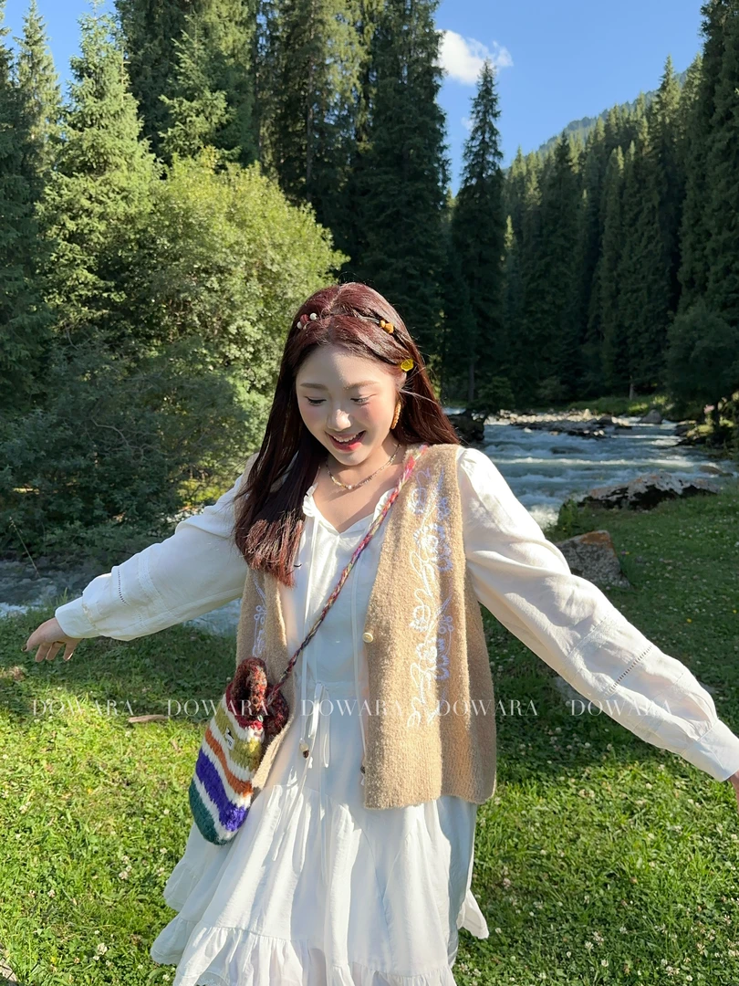 现货9905X大婉酱肉肉微胖定制【弥生羊毛】绣花棉羊毛高级感马甲