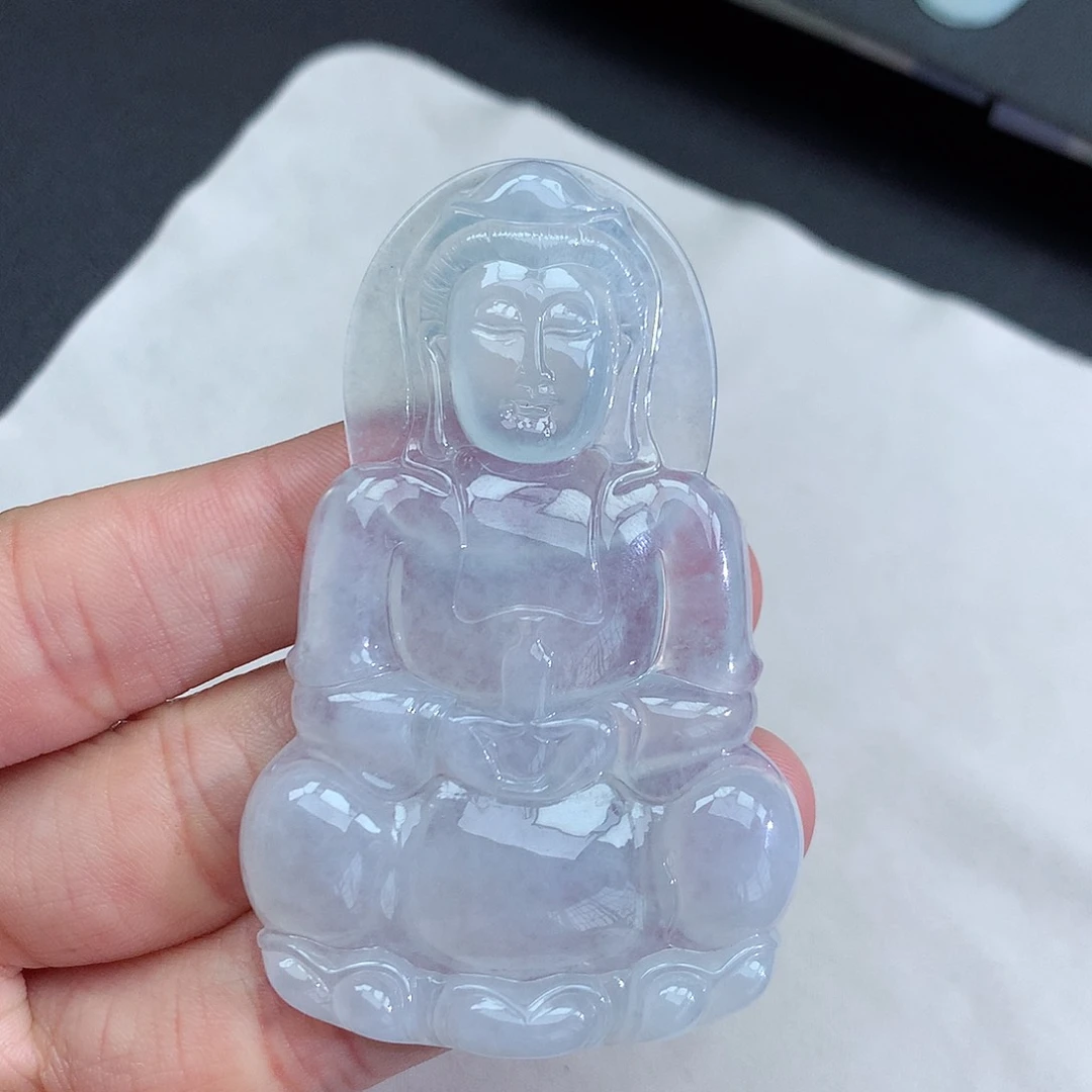 翡翠颈饰未镶嵌冰种白冰观音