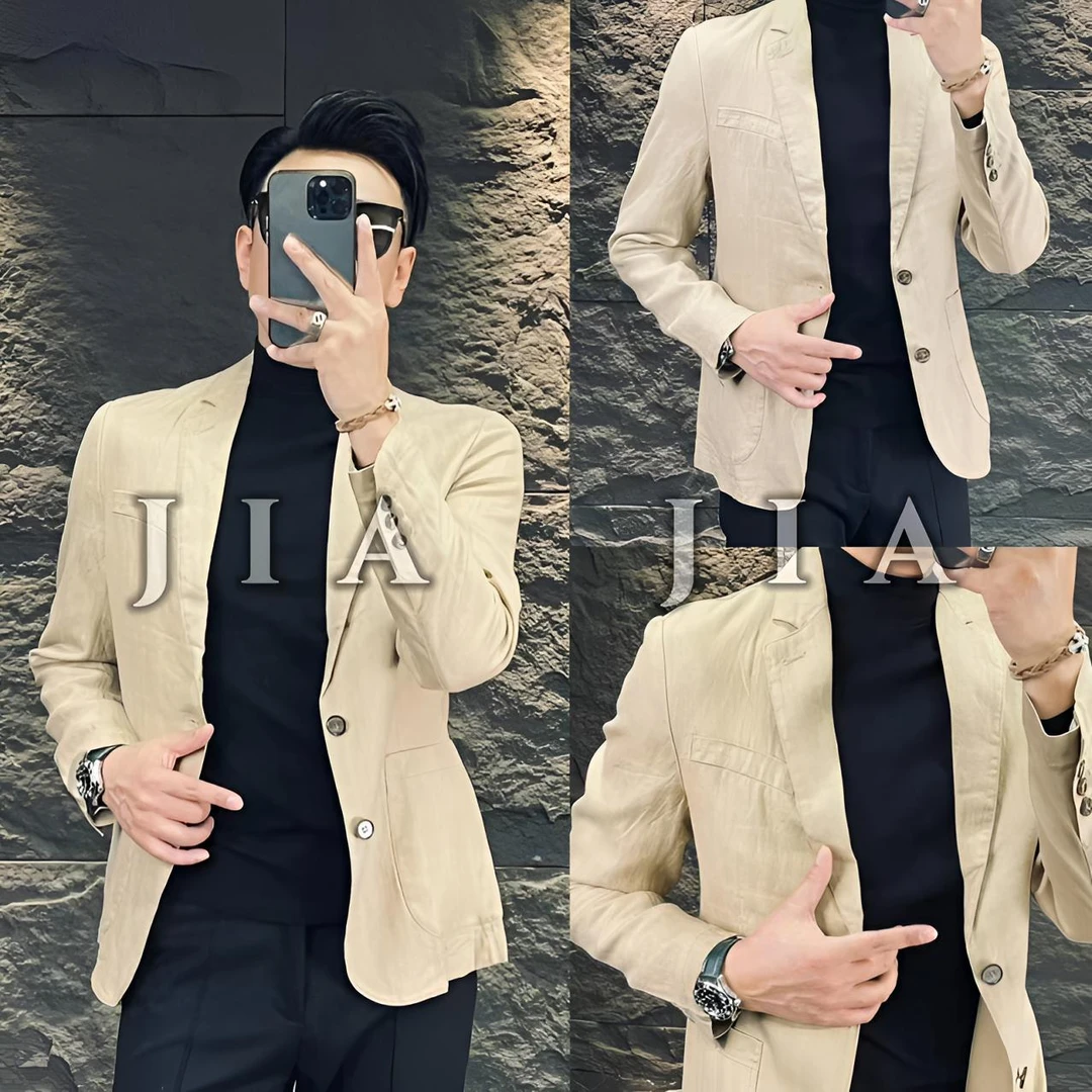 K 轻奢高品92435欧货男士春季休闲亚麻西服外套