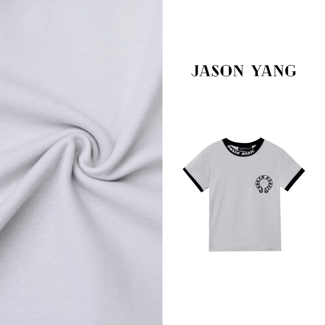 夏季新款马蹄梵文刺绣印花短袖T恤女ins正肩显瘦设计感百搭上衣潮