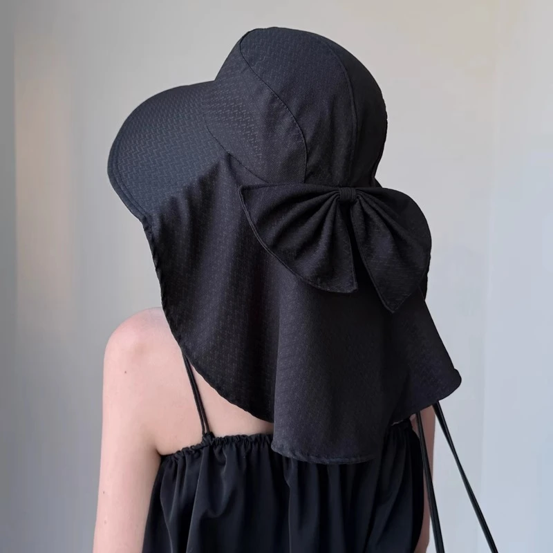 防晒帽子女夏季大檐户外披肩渔夫帽护颈遮阳帽防紫外线骑行太阳帽