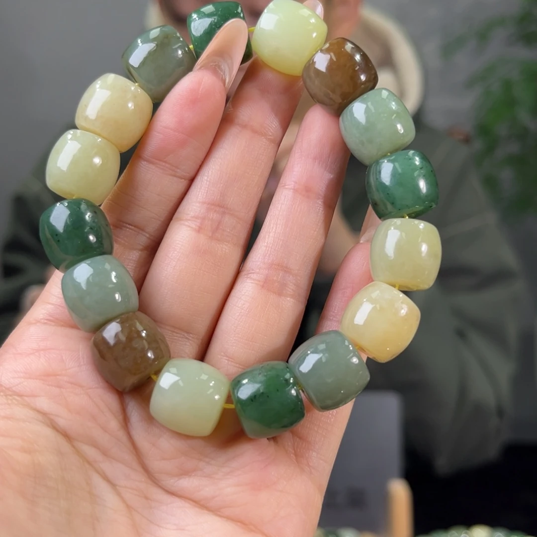 和田玉未镶嵌手链纯天然和田玉新疆多宝手串卡14