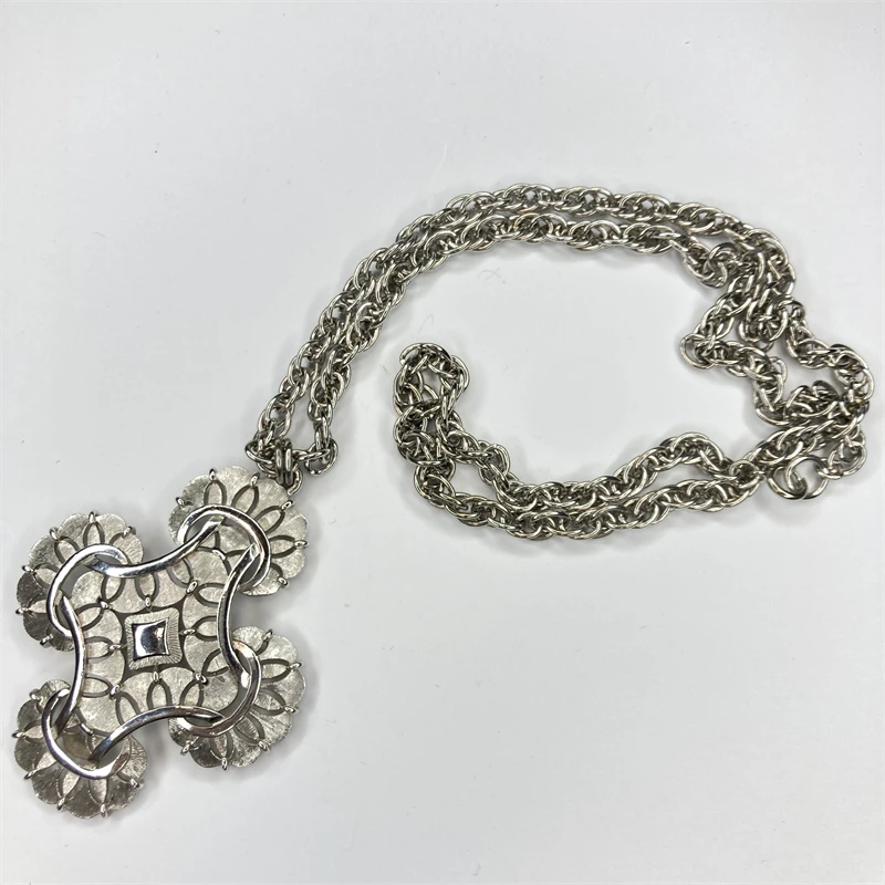 合金项链 trifari皇冠标银色东方剪纸项链1-1【2070103-080】