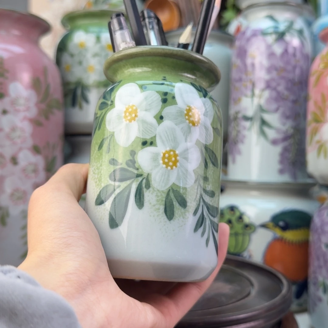 景德镇陶瓷手绘花瓶无孔