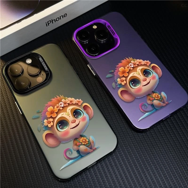 小花猴苹果16promax手机壳高档适用iphone15pro/13网红保护外壳