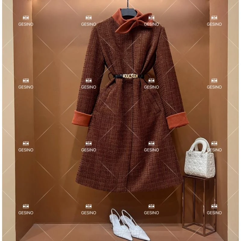 【悠】秋冬气质小香风时尚设计师中长款外套 QD-2025320