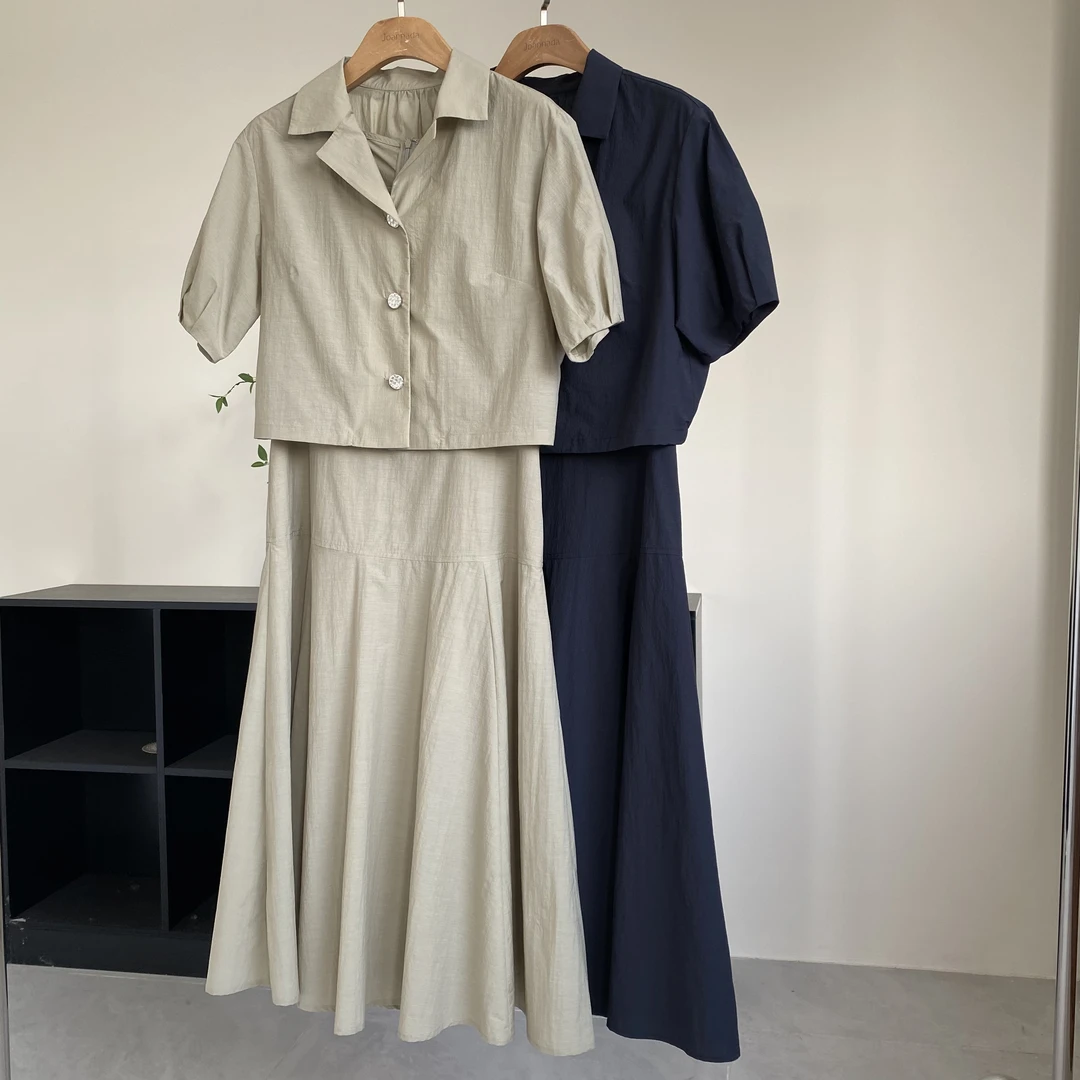 2025飞秒夏季显瘦洋气设计师两穿时尚简约韩版连衣裙