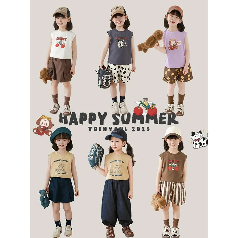 YOEHYAUL/幼悠幼悠【凉风习习】夏贰波运动纯棉五色印花背心 X4913