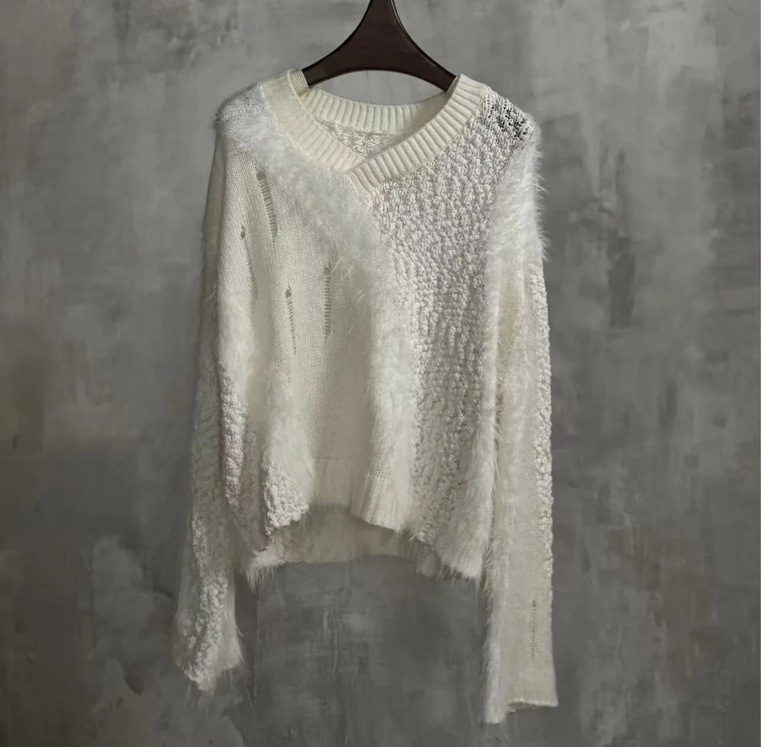 NatureDye 【美侖美奂】ES353575植物染侘寂羊毛拼接毛衣