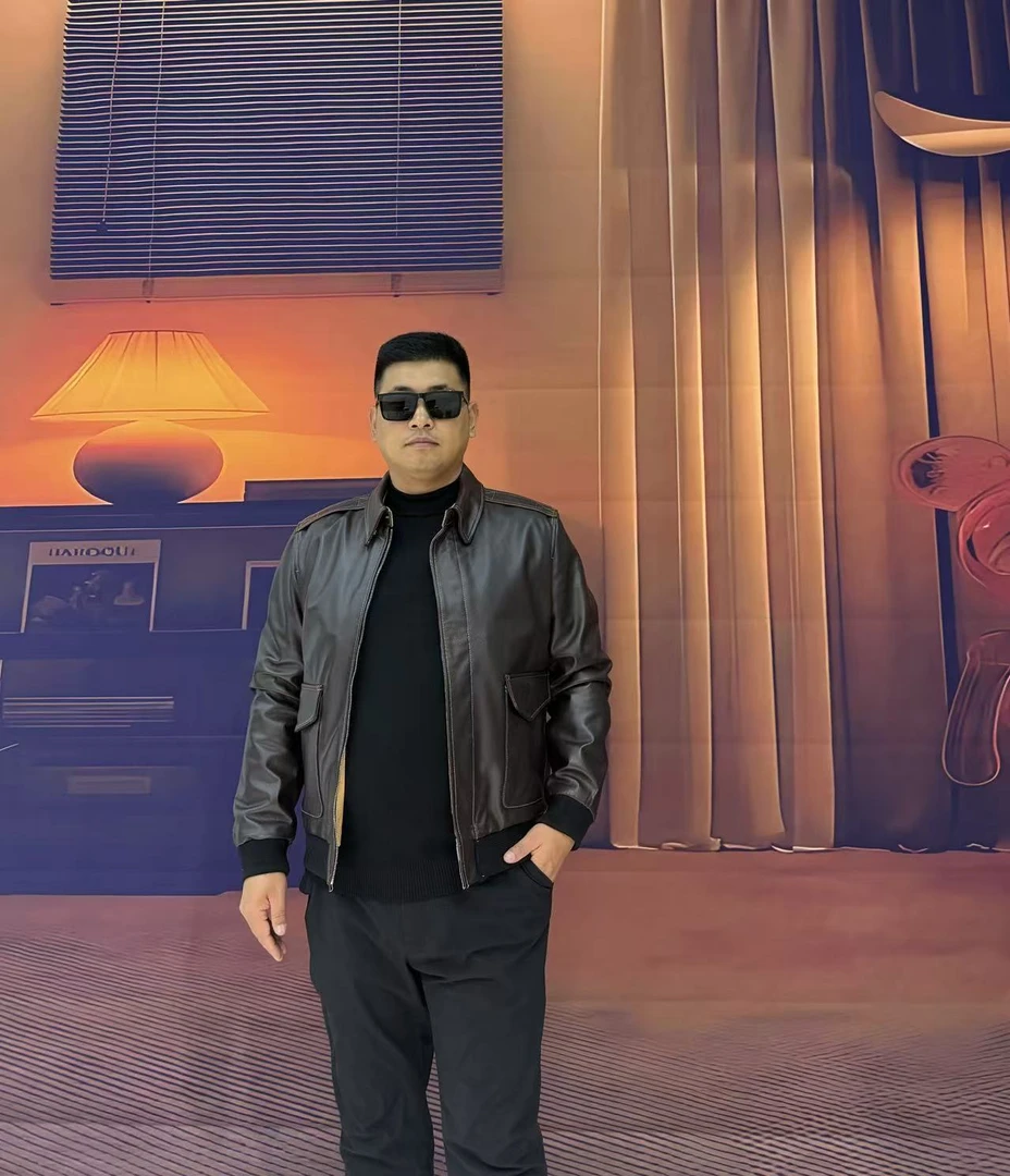 2022深棕色纯头层小牛皮100% 真皮夹克春秋冬三季