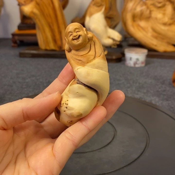 柏木（崖柏）景*太行崖柏弥勒佛手把件