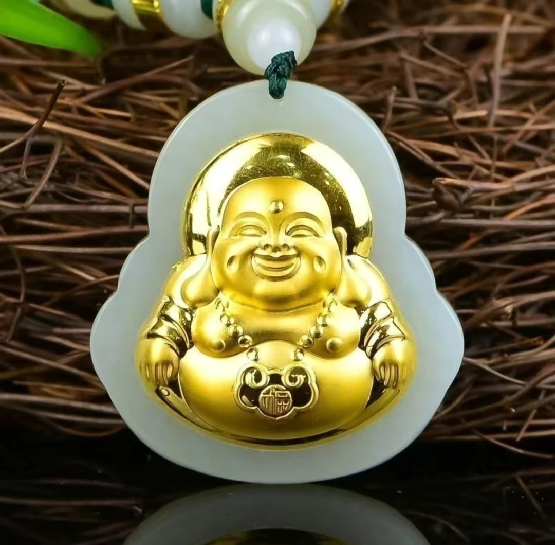 【直播专属】足 金大肚弥勒佛和田玉吊坠（证书+礼盒）