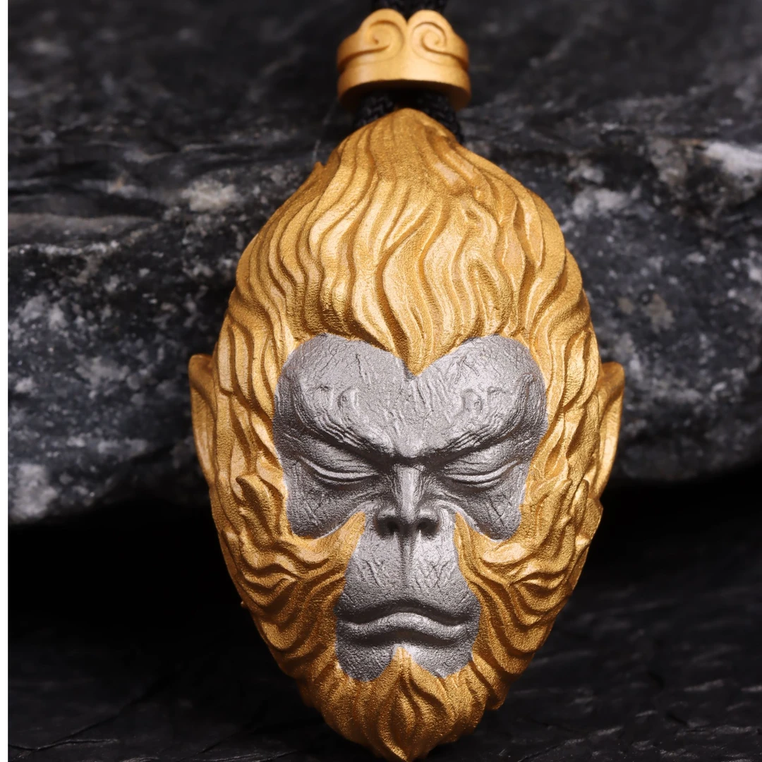 吊坠925银锆石 925银吊坠悟空悟道大圣斗战胜佛黑手工男士个性