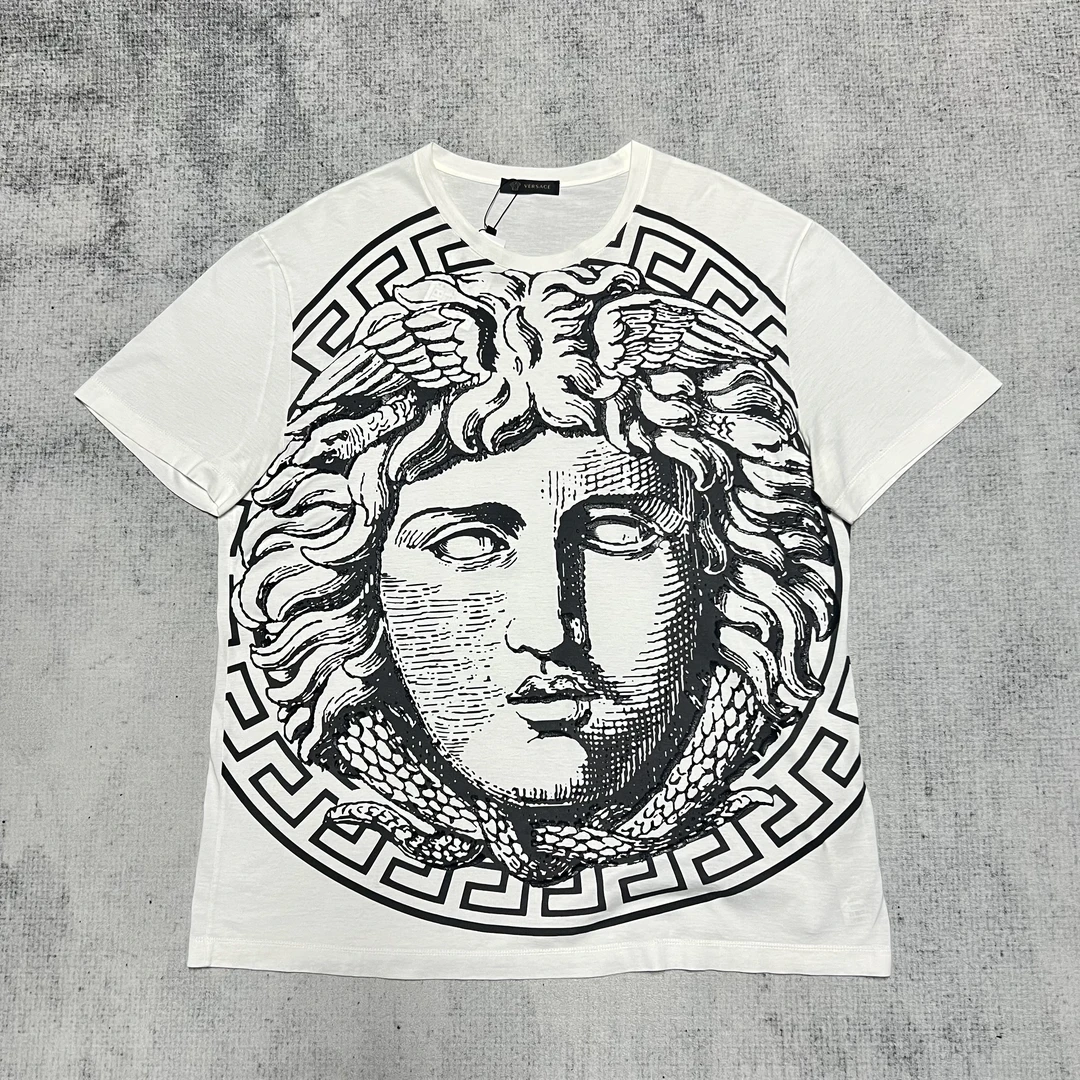 全新未使用 VERSACE/范思哲 /美杜莎拓印刺绣短袖白色/XXL码