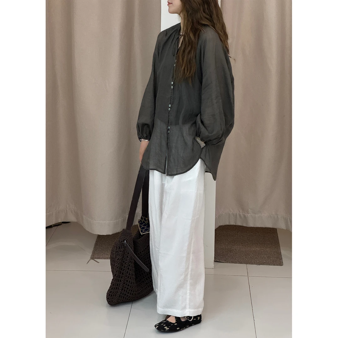 zhukele   贝母多扣麻衬衫