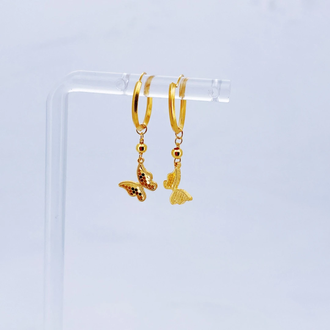 足金999黄金龙鳞蝴蝶金耳坠2.11 2522003602