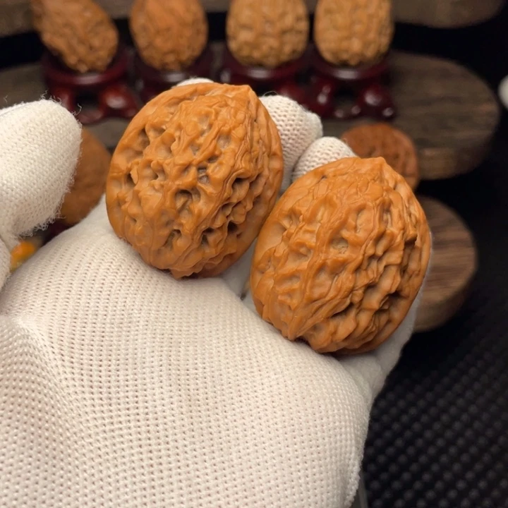 把件文玩核桃秦岭野生山魄系列龙夔34尖小修