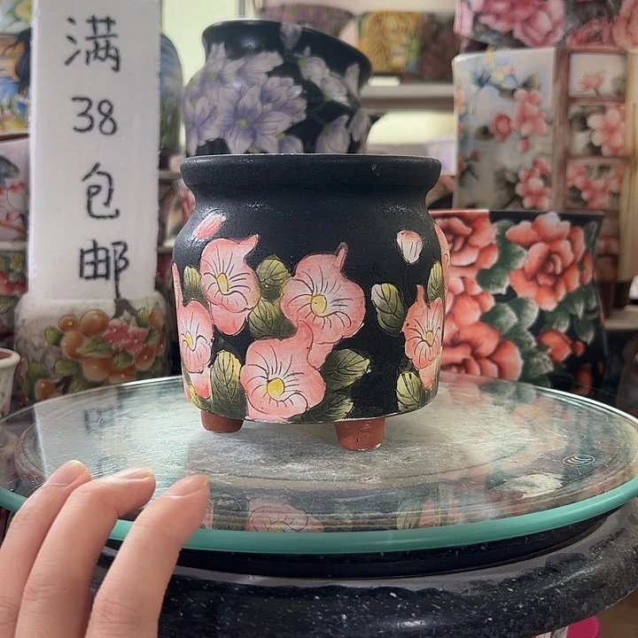 景德镇手绘花盆满38包邮偏远地区除外