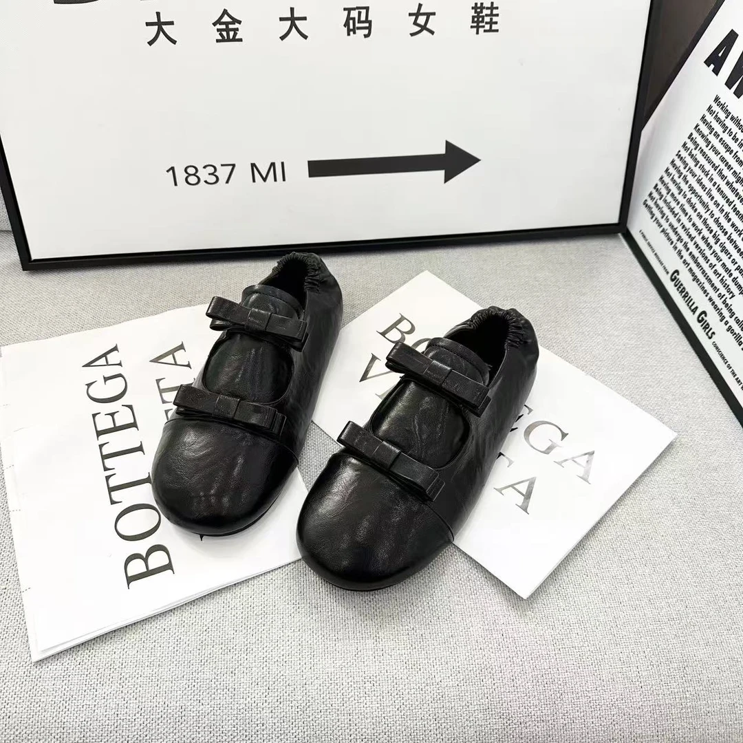 大码定制女鞋40-43新款双蝴蝶结懒人鞋