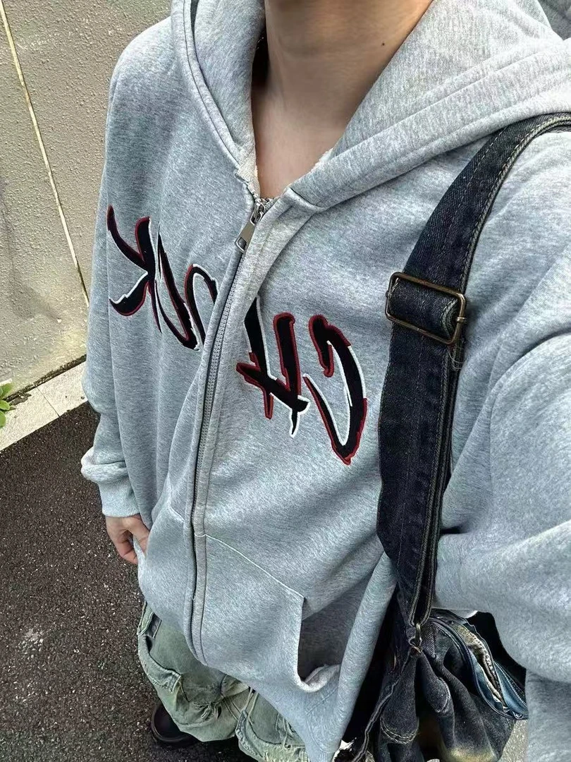 【伊娃的店】A家.加绒加厚字母刺绣拉链卫衣！敲帅的！男女同款！微瑕