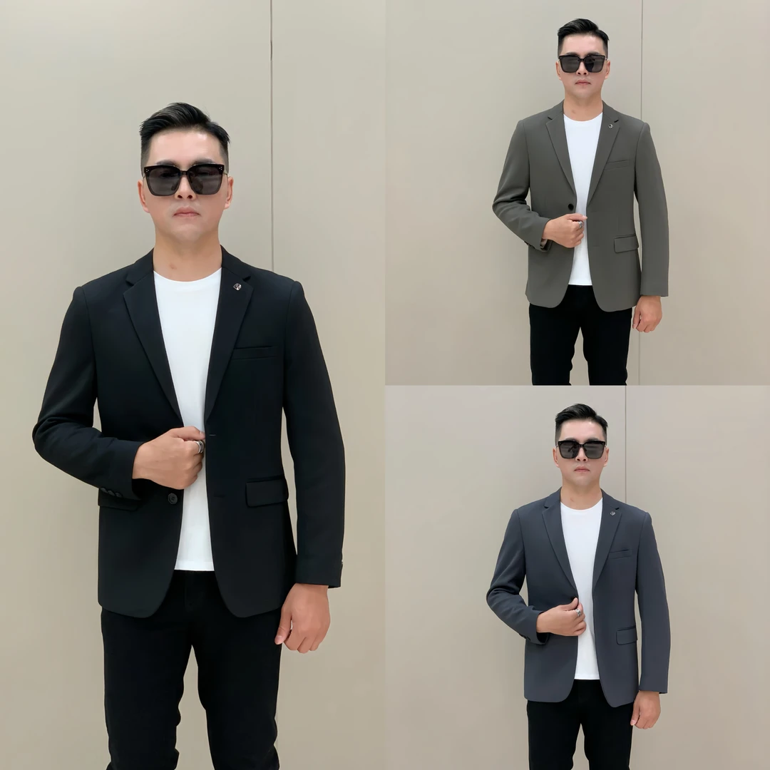 T&X/梯形男士2025春季纯色斜纹抗皱免熨三色休闲西装西服百搭外套