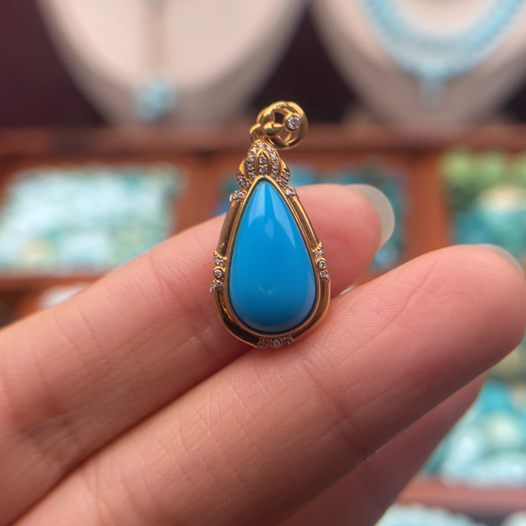 绿松石珠宝奇石18K金镶嵌