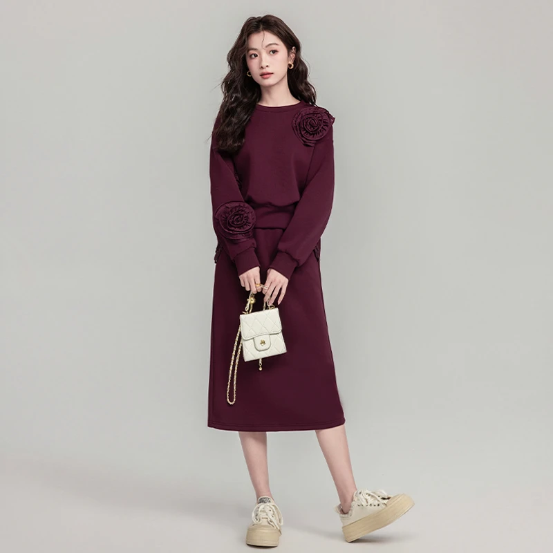 2025春装新款学院风休闲运动套装女网红洋气卫衣套装女款