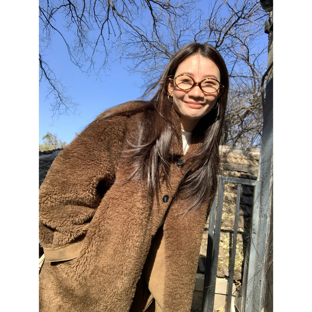 ONNI大衣韩系仿羊羔毛外套女宽松加厚中长款纽扣开衫毛毛外套#224