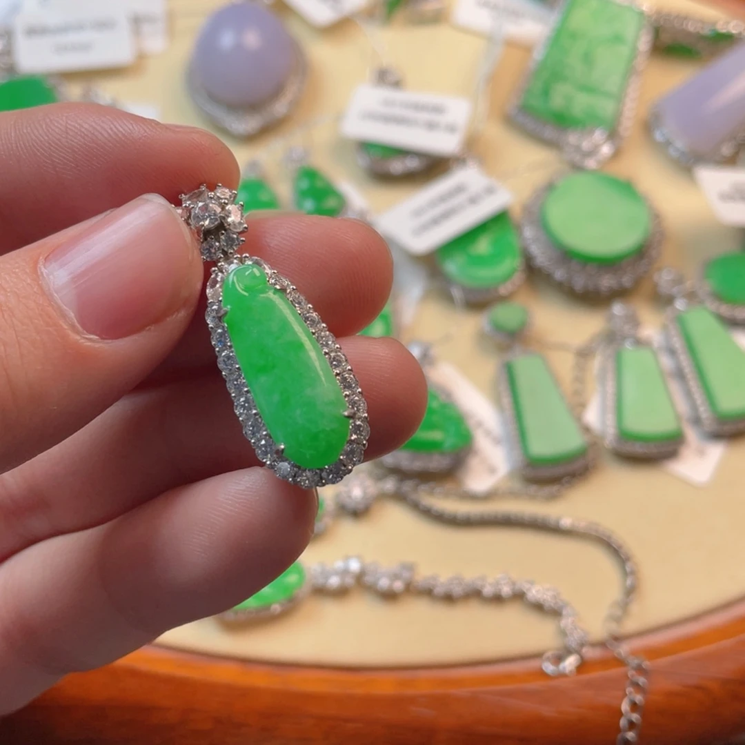 翡翠吊坠(不含链)银S925镶嵌