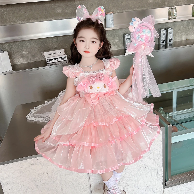 女童美乐蒂连衣裙夏装2025新款洋气儿童洛丽塔公主裙宝宝生日礼服