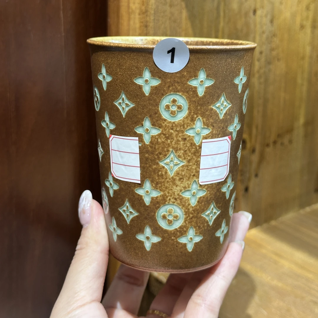 龙泉青瓷宝相花大容量复古高颜值奶茶杯可乐杯精致送礼茶具