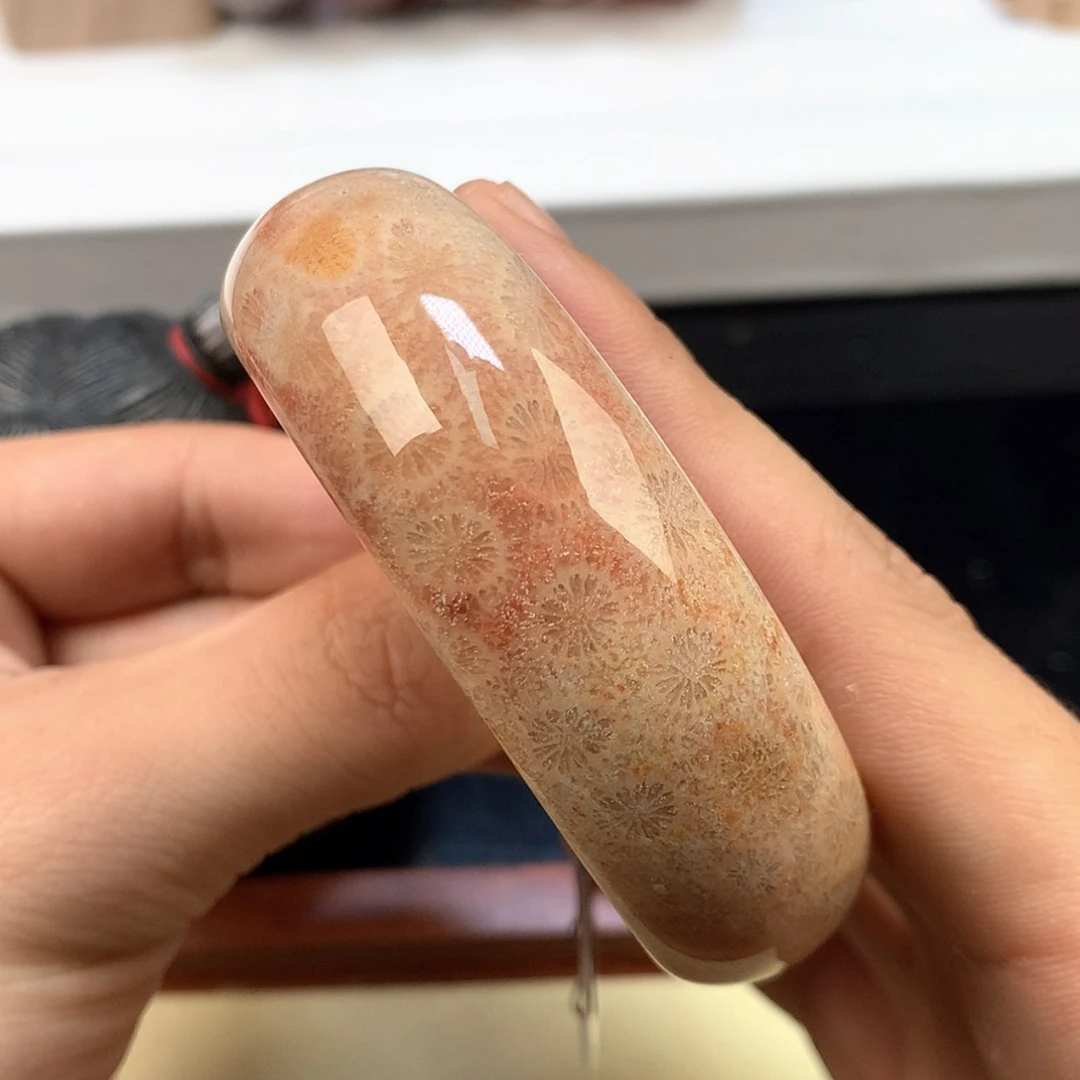【闪购商品】颈饰未镶嵌硅化珊瑚（珊瑚玉）76号58.5圈粉粉调