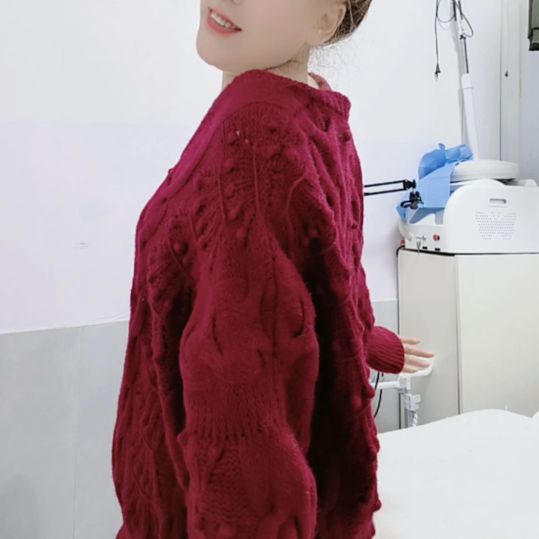 手工编织套头毛衣洋气圆领长款毛衣材料包