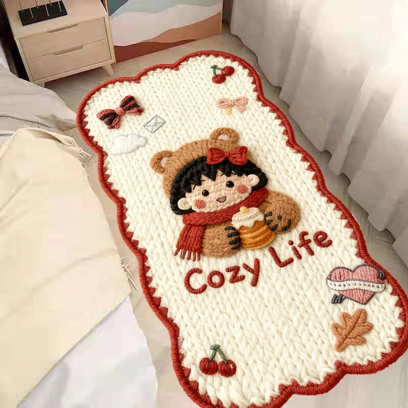 K123【新人福利】卧室床边地毯高级感长条加厚主卧羊绒毯儿童床边毯