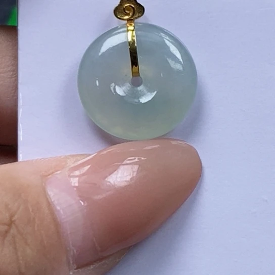 颈饰18K金镶嵌翡翠扣子
