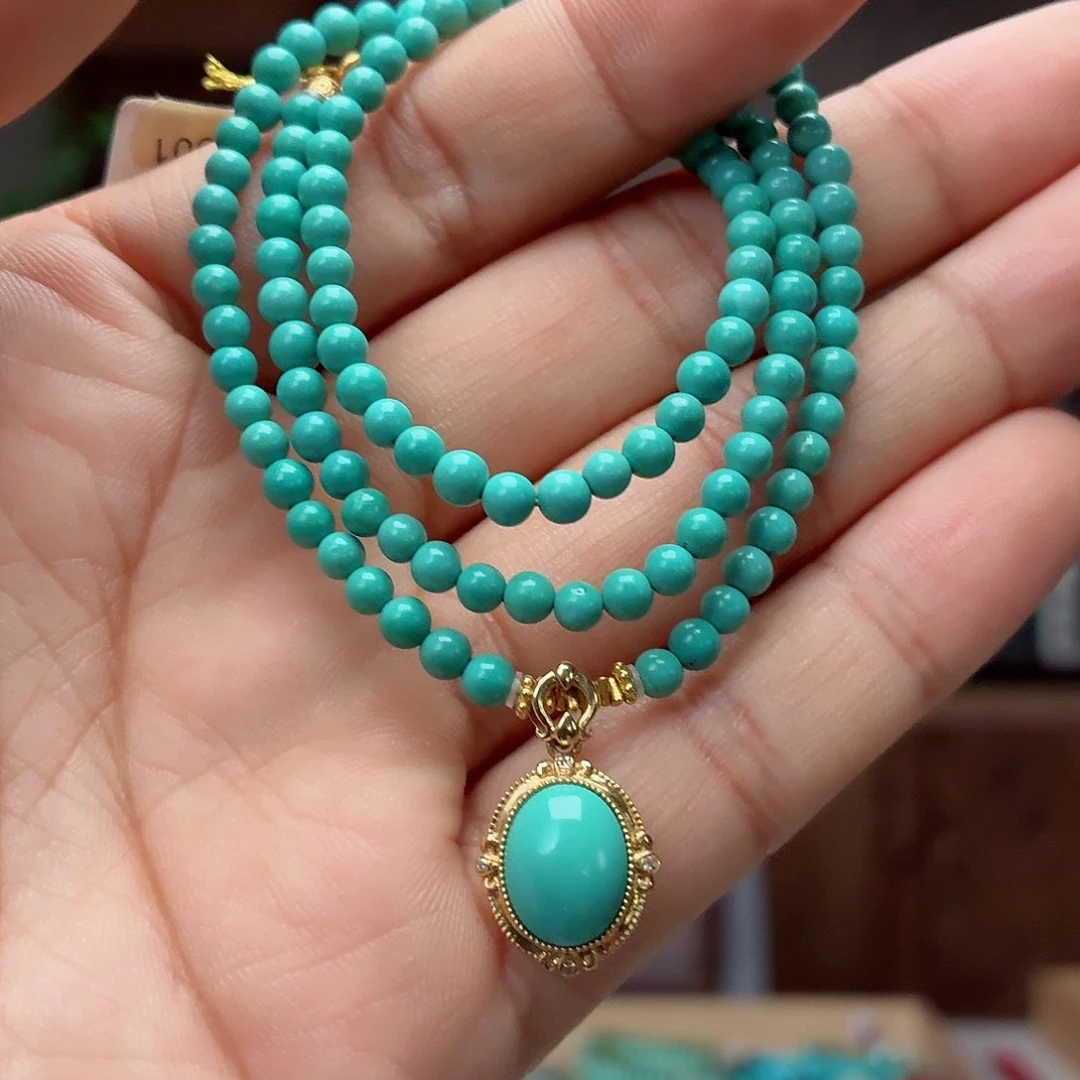 绿松石18K金镶嵌珠宝奇石